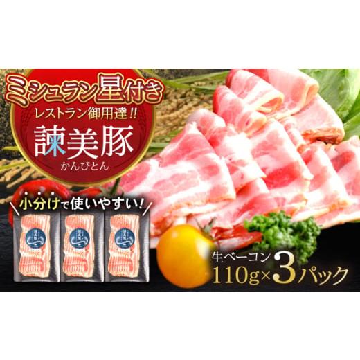 ふるさと納税 豚肉 長崎県 諫早市 諫美豚 生ベーコン 110g×3パック / 豚肉 ぶたにく ハム はむ ベーコン 小分け / 諫早市 / 株式会社土井農場