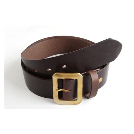 ふるさと納税 ファッション 岡山県 真庭市 E STREET LEATHER ホーウィン・クロムエクセル 4cm幅 レザーベルト ブラウン（32インチ 81.5cm） star007-2-01 32イ…の画像