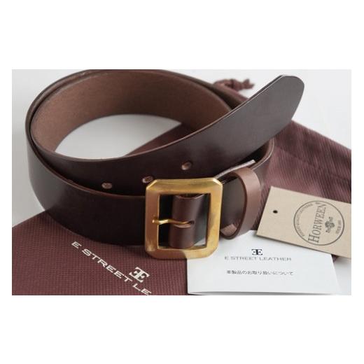 ふるさと納税 ファッション 岡山県 真庭市 E STREET LEATHER ホーウィン・クロムエクセル 4cm幅 レザーベルト ブラウン（32インチ 81.5cm） star007-2-01 32イ…の画像