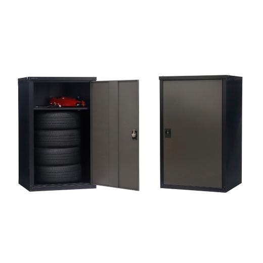 ふるさと納税 家具 収納家具 新潟県 三条市 扉式タイヤ収納庫(ブラック／アッシュグレー) TBT-132(BK／AGY) 幅80cm×奥行き75cm×高さ132cm 倉庫 タイヤ収納庫…_2