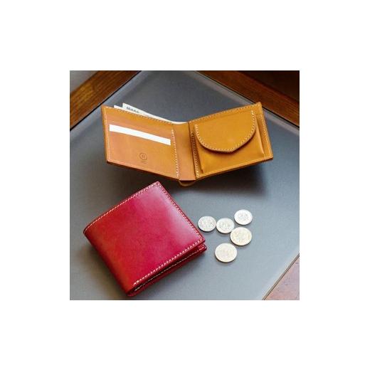 ふるさと納税 財布 福岡県 福岡市 2つ折り財布 福岡市内製造 レッド レッドの画像