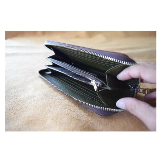 ふるさと納税 財布 京都府 綾部市 ラウンド本革長財布 コニャック×オリーバ イタリアンレザー ミネルバボックス 長財布 さいふ 財布 レザー イタリア革 レザ…の画像