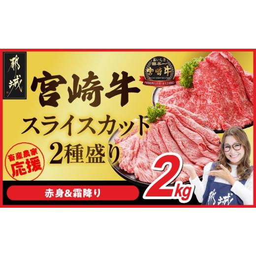ふるさと納税 牛肉 すき焼き 宮崎県 都城市 畜産農家応援 宮崎牛スライス2種セット500g×4パック_33-N201_(都城市) 赤身 霜降り 食べ比べ 肩ロース ウデ モモ …