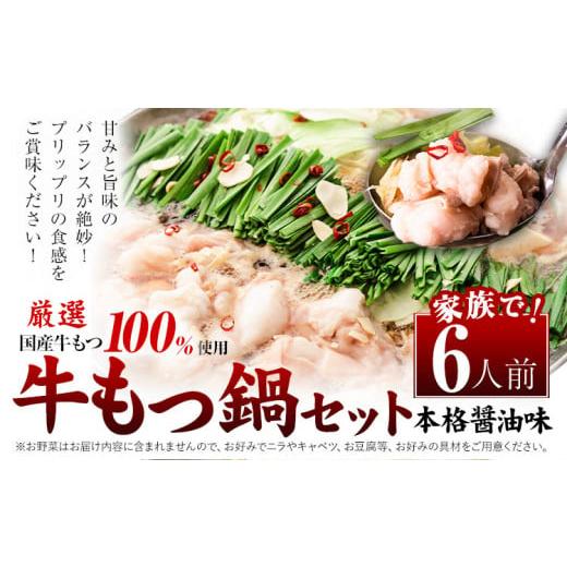 ふるさと納税 モツ鍋 福岡県 鞍手町 もつ鍋 福岡 もつ鍋 鍋 国産牛小腸100%使用 牛もつ鍋セット 6人前(2人前×3セット) 本格醤油味[30日以内に出荷(土日祝…