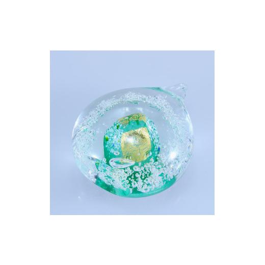 ふるさと納税 陶磁器・漆器・ガラス 宮崎県 綾町 オブジェ 金彩「しずく」（カラー：グリーン） グラスアート黒木 _A0004-002の画像