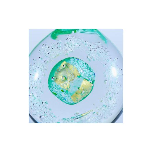 ふるさと納税 陶磁器・漆器・ガラス 宮崎県 綾町 オブジェ 金彩「しずく」（カラー：グリーン） グラスアート黒木 _A0004-002の画像