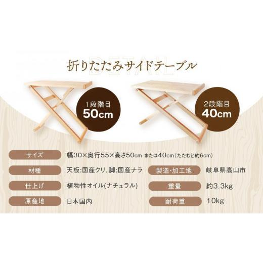 ふるさと納税 木工品・竹工品 岐阜県 高山市 折りたたみサイドテーブル 国産材・木製家具］インテリア 家具 おしゃれ 人気 おすすめ 新生活 テーブル リビング…