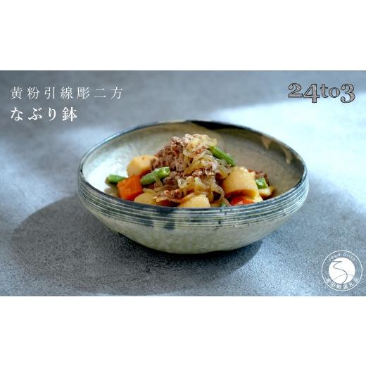 ふるさと納税 食器・グラス 皿 佐賀県 有田町 有田焼 黄粉引線彫二方なぶり鉢 工房禅 24to3 西富陶磁器 食器 器 うつわ 和食 料亭 A45-301の画像