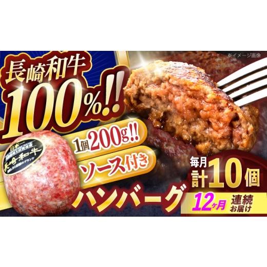ふるさと納税 牛肉 ハンバーグ 長崎県 川棚町 12回定期便 長崎和牛 ハンバーグ 10個 国産和牛 ハンバーグ 焼くだけ 冷凍 ハンバーグ 個包装 長崎県 川棚町 冷…