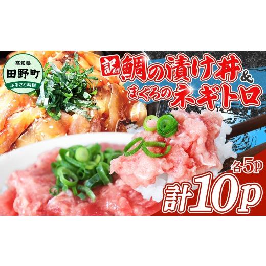 ふるさと納税 魚貝類 高知県 田野町 訳あり 鯛の漬け丼&マグロのネギトロ 各5P 計10P タイ たい まぐろ 鮪 海鮮丼 ねぎとろ まぐろたたき 粗挽き ねぎとろ丼 …