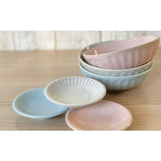 ふるさと納税 食器・グラス 皿 岐阜県 瑞浪市  美濃焼／みずなみ焼 しのぎ マルチボウルS プレートS 各3色 6個セット 瑞浪市 ／ 山喜製陶 食器 小鉢 小皿 AZCP…_1