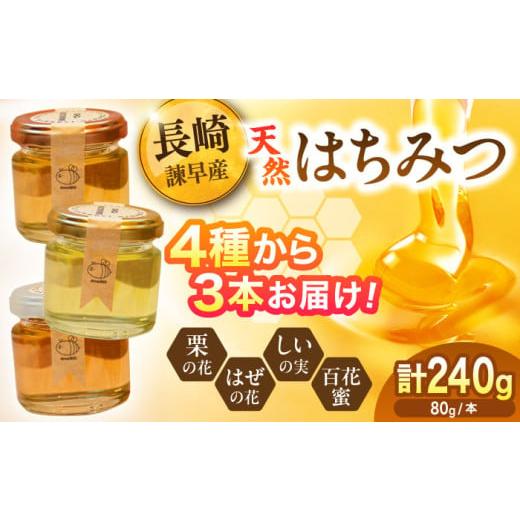 ふるさと納税 加工品等 はちみつ 長崎県 諫早市 長崎県産天然はちみつ80g×3本セット / 百花蜜 百花蜂蜜 蜂蜜 はちみつ ハチミツ / 諫早市 / 坂口養蜂 AHD…