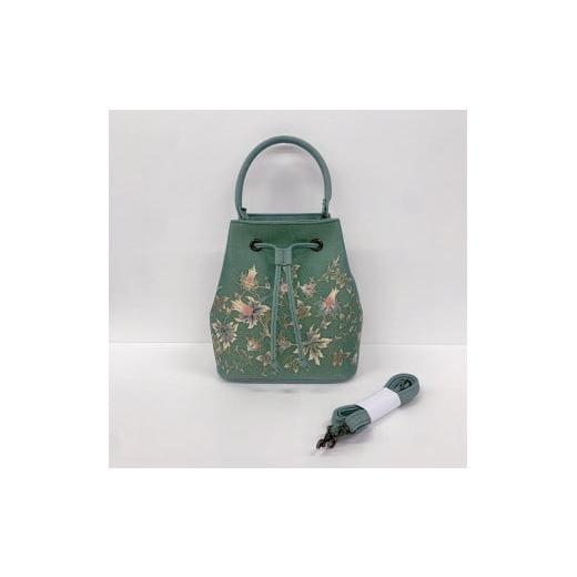 ふるさと納税 カバン 手提げ 京都府 京都市 京都丸紅 V&amp;A京友禅巾着バッグ(グリーン) グリーン