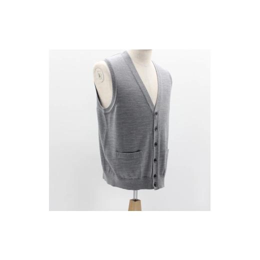 ふるさと納税 服 男 新潟県 五泉市 Vネックベスト ( グレー M ) ウール 100% メンズ | ニット Vネック ベスト 薄手 無地 おしゃれ シンプル 秋冬 冬 プレゼン…