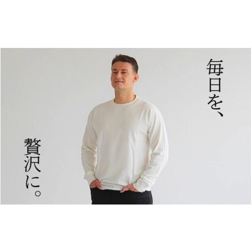 ふるさと納税 服 男 新潟県 五泉市 洗える セーター ラウンドネック ( ホワイト L ) シルク100％ メンズ | 長袖 ニット ウォッシャブル 秋冬 秋 冬 シンプル …の画像