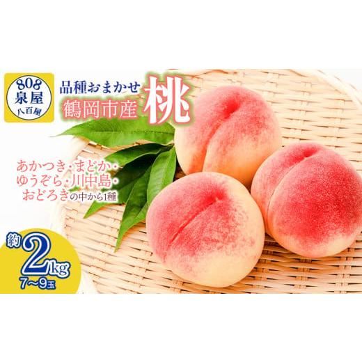 ふるさと納税 もも 山形県 鶴岡市 令和8年産先行予約 鶴岡市産 桃(品種おまかせ)あかつき・まどか・ゆうぞら・川中島・おどろきの中から1種 約2kg(7〜9玉…
