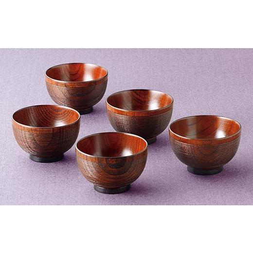 ふるさと納税 陶磁器・漆器・ガラス 石川県 加賀市 山中塗 汁椀５客揃 汁椀 山中塗 日本製 伝統工芸 工芸品 F6P-2197の画像