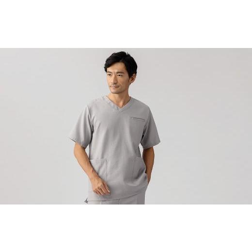 ふるさと納税 服 男 東京都 台東区 レピウスの白衣 メンズ スクラブ リンクル / ネーム刺繍付き (カラー:グレー、サイズ:2L) カラー:グレー、サイズ:2L