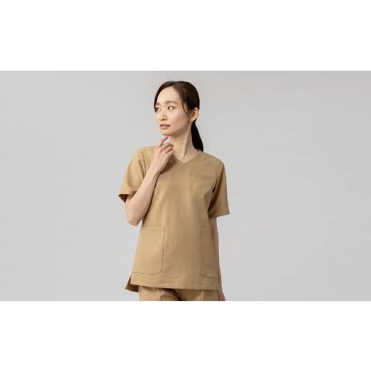 ふるさと納税 服 女 東京都 台東区 レピウスの白衣 レディース スクラブ リンクル / ネーム刺繍付き (カラー:キャメル、サイズ:2L) カラー:キャメル、サイ…