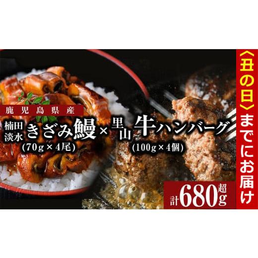 ふるさと納税 うなぎ 鹿児島県 志布志市 丑の日までに配送 里山牛ハンバーグ&きざみうなぎセット (総計680g以上) うなぎ 鰻 ウナギ 蒲焼き 真空パック うな…