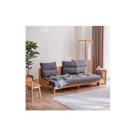 ふるさと納税 家具 福岡県 大川市 開梱設置 ソファベッド 幅200cm ヴィンセント NA×ダークグレー ごろ寝ソファ モーブル/大川家具 NA×ダークグレー