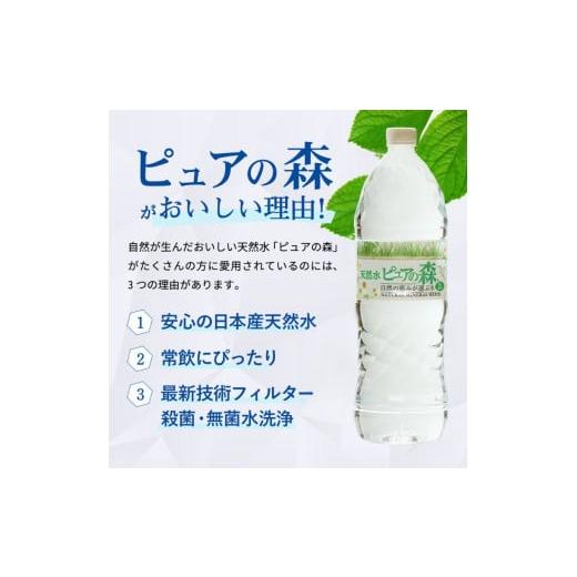 ふるさと納税 水・ミネラルウォーター 1L〜2L 岐阜県 関市  定期便 2L 12本 × 12ヵ月 硬度27mg／L 超軟水 ミネラルウォーター 2L ピュアの森 (6本×2ケースを…の画像