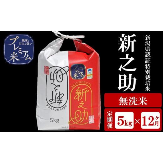 ふるさと納税 無洗米 新潟県 柏崎市 12ヶ月定期便 甘味の強いプレミアム米 新潟県認証特別栽培米 新之助 無洗米 5kg×12回(計 60kg)アグリーホンマ