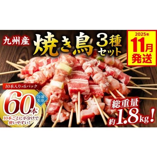 ふるさと納税 鶏肉 焼き鳥 熊本県 八代市 九州産 焼き鳥 セット 60本 やきとり BBQ 惣菜 小分け ボリューム バラエティー 国産 簡単 調理 おつまみ 詰め合わせ…