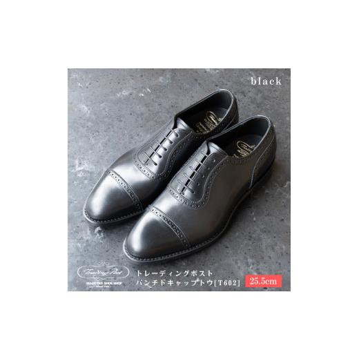 ふるさと納税 ファッション 靴 千葉県 鎌ケ谷市 25.5cm トレーディングポスト パンチドキャップトウ T602 (カラー:BLACK) 25.5cm