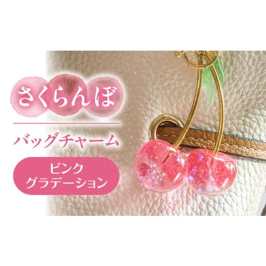 ふるさと納税 アクセサリー 愛知県 愛西市 さくらんぼ バッグチャーム グラデーションピンク アクセサリー ハンドメイド レジン 愛西市 / Momo's 工房 AECR0…