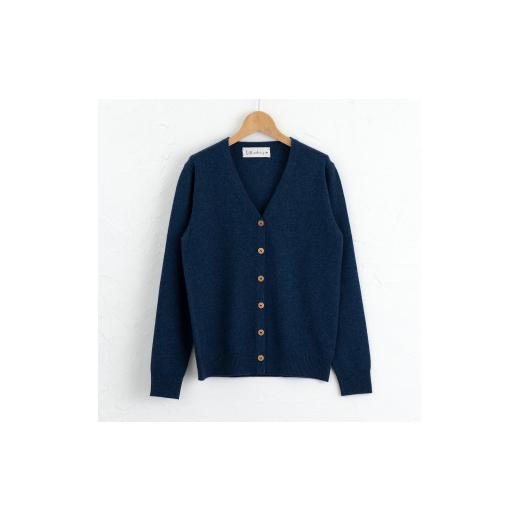 ふるさと納税 服 女 宮城県 加美町 Vネック カーディガン 度詰(ブルー )女性用サイズ:M(38) 白田のカシミヤ M(38)サイズ