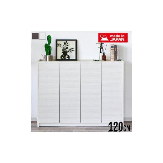 ふるさと納税 家具 収納家具 福岡県 大川市 玄関収納 多目的収納 120 ロータイプ ホワイト シューズボックス 靴箱 食器棚 シンプル 開き扉 可動棚 収納棚 水洗…