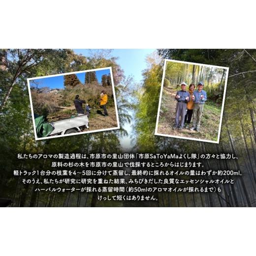 ふるさと納税 アロマ・入浴剤 アロマ用品 千葉県 市原市 杉、ひのき、クロモジ、ラベンダーハーバルウォーター＆cocomi オリジナルブレンドRELAXスプレー 各1…の画像