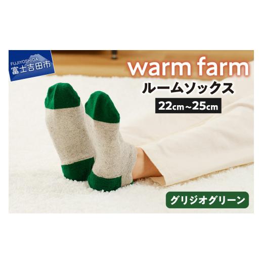 ふるさと納税 服 山梨県 富士吉田市 光吸収発熱ウール「ウォームファーム ルームソックス」(グリジオグリーン) グリジオグリーン
