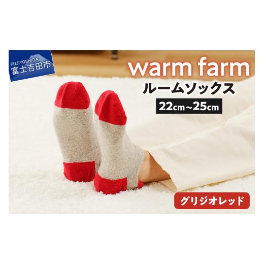 ふるさと納税 服 山梨県 富士吉田市 光吸収発熱ウール「ウォームファーム ルームソックス」(グリジオレッド) グリジオレッド