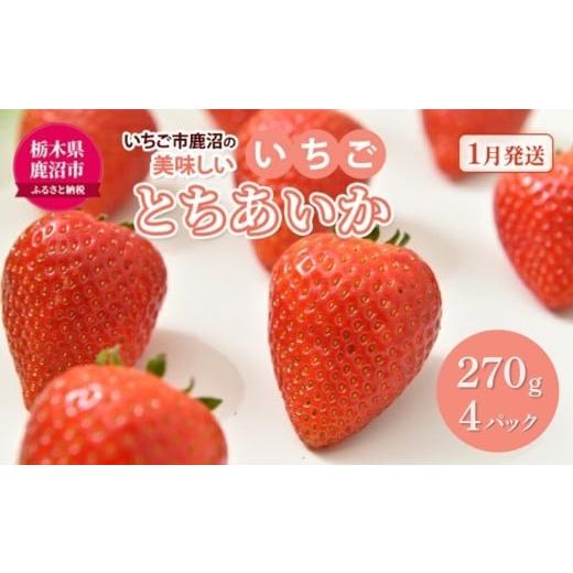 ふるさと納税 いちご 栃木県 鹿沼市 先行予約 いちご市 鹿沼の美味しい「い」「ち」「ご」とちあいか 1箱4パック入り(1パック270g×4)(1月発送) | イチ…