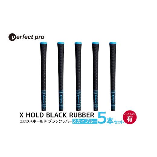 ふるさと納税 ゴルフグッズ 茨城県 小美玉市 パーフェクトプロ X HOLD BLACK RUBBER エックスホールド ブラックラバー(スカイブルー)バックラインあり 5本セ…