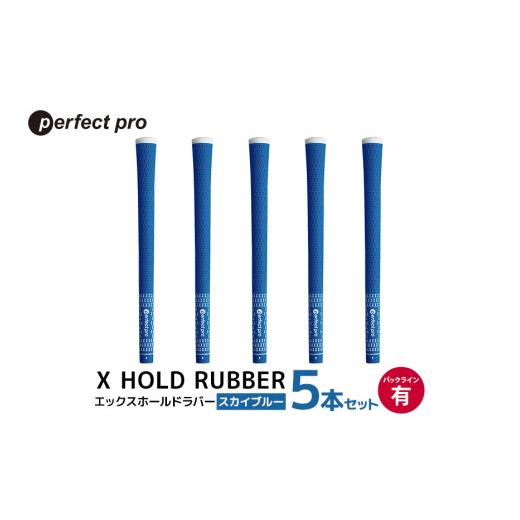 ふるさと納税 ゴルフグッズ 茨城県 小美玉市 パーフェクトプロ X HOLD RUBBER エックスホールドラバー(スカイブルー)バックラインあり 5本セット ゴルフ グ…