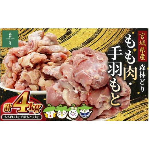 ふるさと納税 鶏肉 モモ 宮城県 涌谷町 宮城県産森林どり もも肉・手羽もと (各2kg・計4kg) / 鶏肉 肉 銘柄鶏 ブランド鶏 国産鶏肉 wellfam1