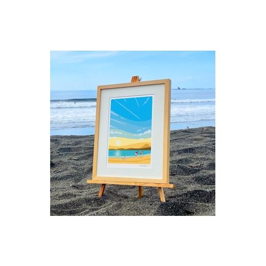 ふるさと納税 雑貨・日用品 インテリア 神奈川県 茅ヶ崎市 湘南・茅ヶ崎で描く、海を感じるイラストアート 『 湘南ランドスケープ02:ひこうき雲 』 ジークレ…