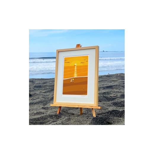 ふるさと納税 雑貨・日用品 インテリア 神奈川県 茅ヶ崎市 湘南・茅ヶ崎で描く、海を感じるイラストアート 『 湘南ランドスケープ07:夕焼け、光の道 』 ジー…