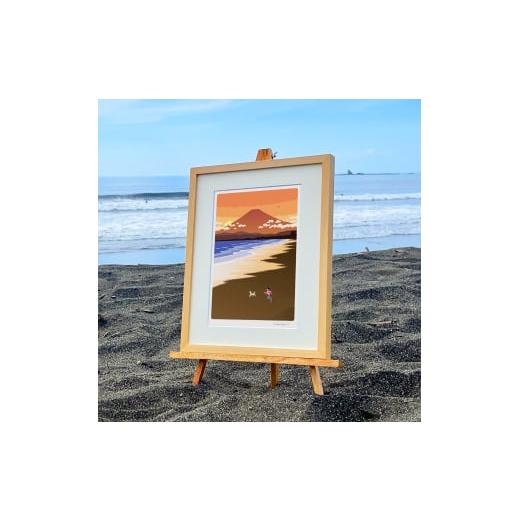 ふるさと納税 雑貨・日用品 インテリア 神奈川県 茅ヶ崎市 湘南・茅ヶ崎で描く、海を感じるイラストアート 『 湘南ランドスケープ11:湘南の富士と夕焼けの軌…