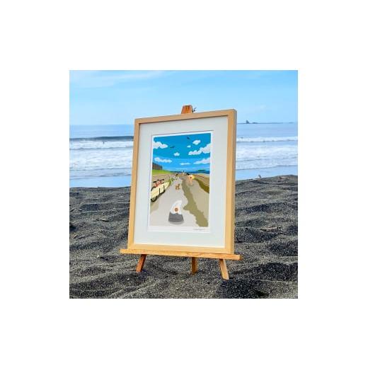 ふるさと納税 雑貨・日用品 インテリア 神奈川県 茅ヶ崎市 湘南・茅ヶ崎で描く、海を感じるイラストアート 『 湘南ランドスケープ12:茅ヶ崎から江ノ島へ、湘…