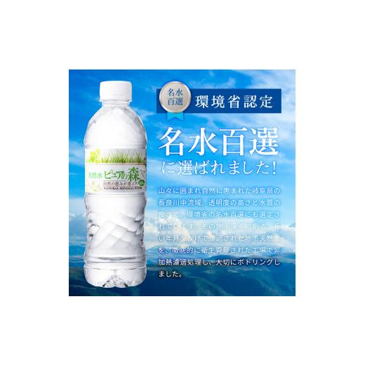 ふるさと納税 水・ミネラルウォーター 500mL〜999mL 岐阜県 関市  定期便 500ml 48本 × 3ヵ月 硬度27mg／L 超軟水 ミネラルウォーター 500ml ピュアの森 (24…の画像