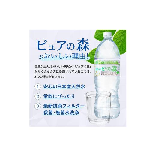 ふるさと納税 水・ミネラルウォーター 1L〜2L 岐阜県 関市  定期便 2L 12本 × 3ヵ月 硬度27mg／L 超軟水 ミネラルウォーター 2L ピュアの森 (6本×2ケースを3…の画像
