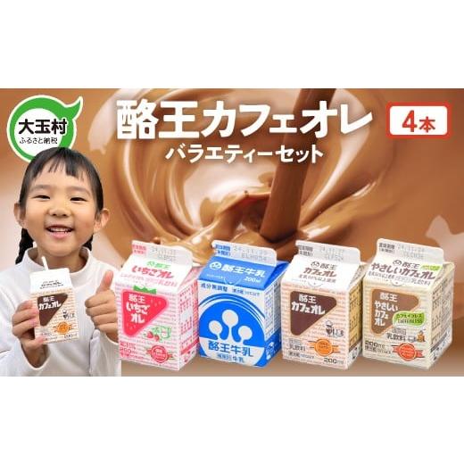 ふるさと納税 飲料類 乳飲料 福島県 大玉村 酪王バラエティセット 200ml×4本 | 福島県 大玉村 生乳 牛乳 こども キッズ ミルク カフェオレ カフェ コーヒー …