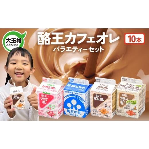ふるさと納税 飲料類 乳飲料 福島県 大玉村 酪王バラエティセット 200ml×10本セット | 福島県 大玉村 生乳 牛乳 こども キッズ ミルク カフェオレ カフェ コ…
