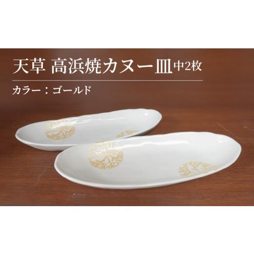 ふるさと納税 陶磁器・漆器・ガラス 熊本県 天草市 S026-055_天草 高浜焼カヌー皿 中2枚 計2枚入りセット(ゴールド) ゴールド