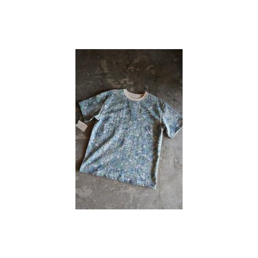 ふるさと納税 服 男 東京都 八王子市  HAM IAM 数量限定 手差型染クルーネックTシャツ「群生平目」グリーン系(緑色系) XLサイズ XLサイズの画像