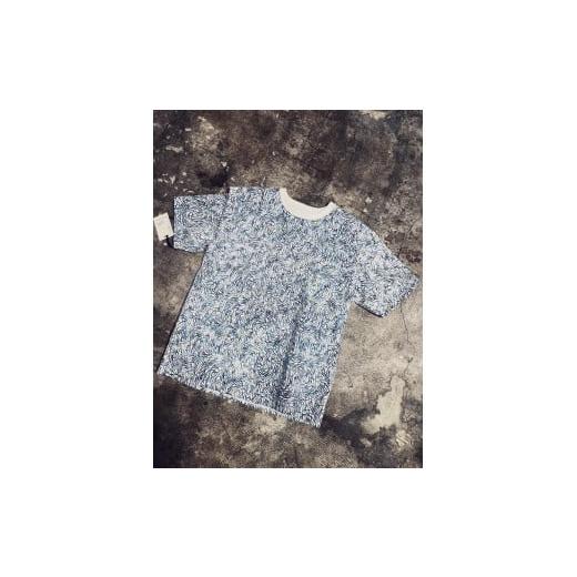 ふるさと納税 服 男 東京都 八王子市 HAM IAM 数量限定 手差型染クルーネックTシャツ「露芝」青系 XLサイズ XLサイズ